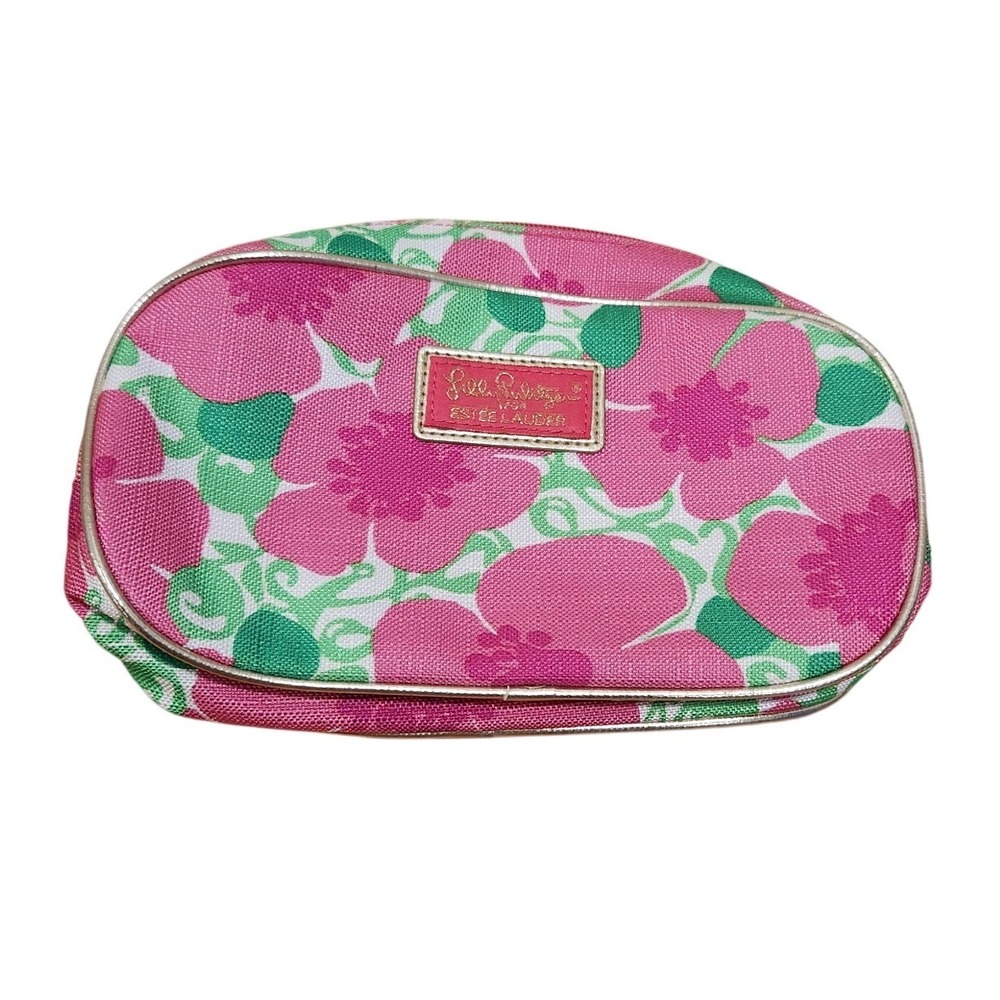 Lilly Pulitzer Estee Lauder Floral Cosmetic Bag Pink Green‎ Zipper Pouch